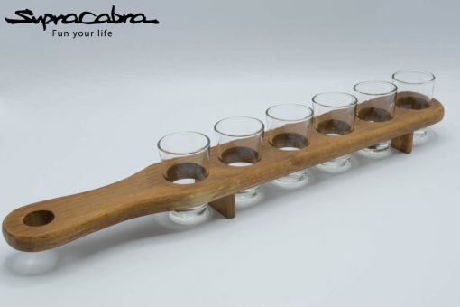 Wooden Shot Glass Server with 6 empty glasses by Supracabra.com - Fun your life