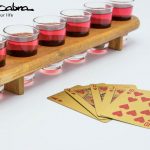 Wooden Shot Glass Server with our Gold Playing Cards close up by Supracabra.com - Fun your life