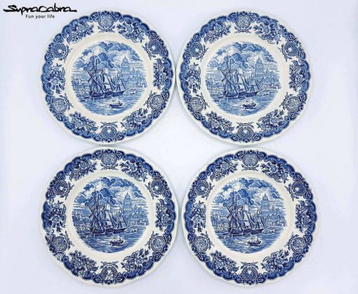 Historical Ports of England Blue Plate all 4 by Supracabra.com - Fun your life