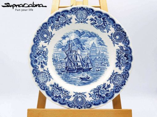 Historical Ports of England Blue Plate by Supracabra.com - Fun your life