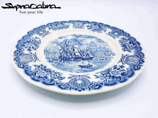 Historical Ports of England Blue Plate layed down by Supracabra.com - Fun your life